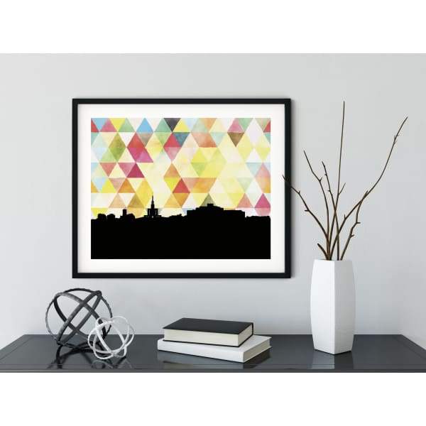 Hamilton New Zealand geometric skyline - 5x7 Unframed Print / Yellow - Geometric Skyline
