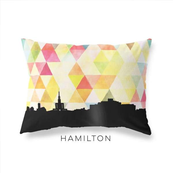 Hamilton New Zealand geometric skyline - Pillow | Lumbar / Yellow - Geometric Skyline