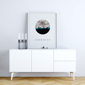 Hannover Germany skyline with vintage Hannover map - City Map Skyline