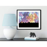 Hanoi Vietnam geometric skyline - 5x7 Unframed Print / RebeccaPurple - Geometric Skyline