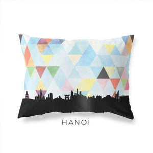Hanoi Vietnam geometric skyline - Pillow | Lumbar / LightSkyBlue - Geometric Skyline
