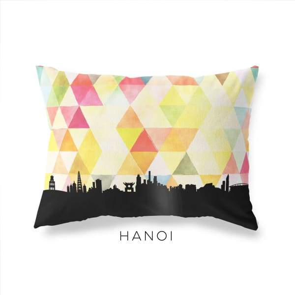 Hanoi Vietnam geometric skyline - Pillow | Lumbar / Yellow - Geometric Skyline