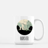Hanover New Hampshire city skyline with vintage Hanover map - Mug | 15 oz - City Map Skyline