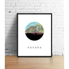 Havana Cuba city skyline with vintage Havana map - 5x7 FRAMED Print - City Map Skyline