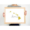 Hawaii ’home’ state silhouette - 5x7 Unframed Print / GoldenRod - Home Silhouette