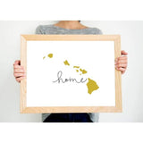 Hawaii ’home’ state silhouette - 5x7 Unframed Print / GoldenRod - Home Silhouette