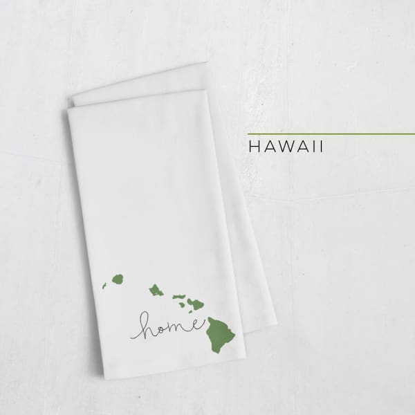 Hawaii ’home’ state silhouette - Tea Towel / DarkGreen - Home Silhouette