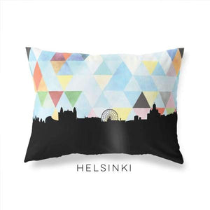 Helsinki Finland geometric skyline - Pillow | Lumbar / LightSkyBlue - Geometric Skyline