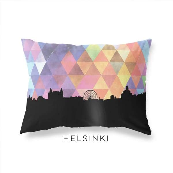 Helsinki Finland geometric skyline - Pillow | Lumbar / RebeccaPurple - Geometric Skyline