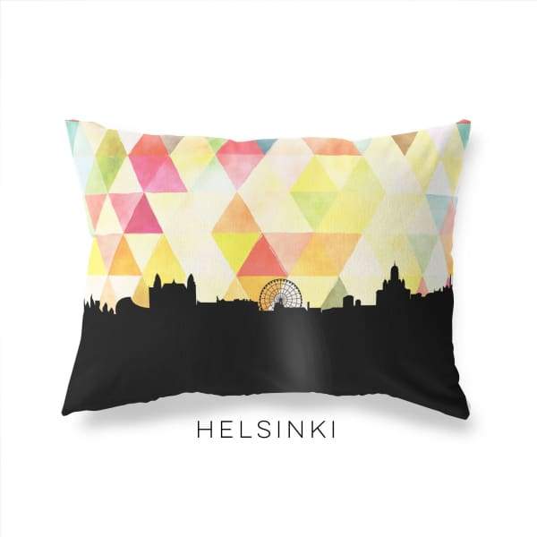 Helsinki Finland geometric skyline - Pillow | Lumbar / Yellow - Geometric Skyline