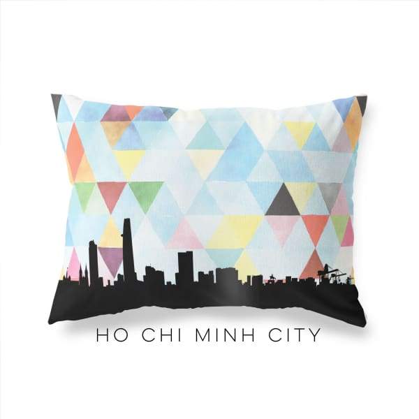 Ho Chi Minh City Vietnam geometric skyline - Pillow | Lumbar / LightSkyBlue - Geometric Skyline