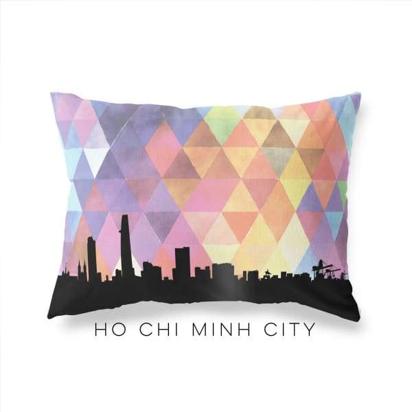 Ho Chi Minh City Vietnam geometric skyline - Pillow | Lumbar / RebeccaPurple - Geometric Skyline
