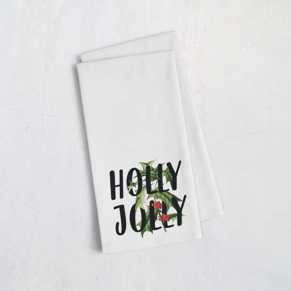 Holly Jolly | botanical Christmas design - Tea Towel - Botanical Christmas
