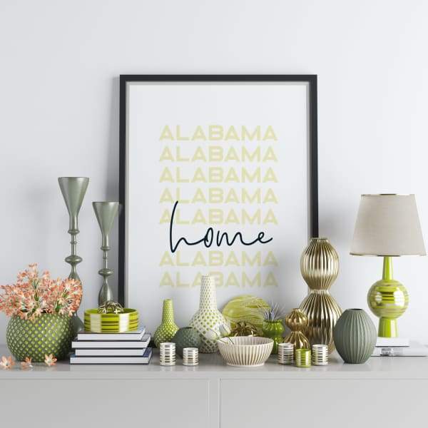 Home is Alabama | home state design - 5x7 Unframed Print / PaleGoldenRod - Home State List
