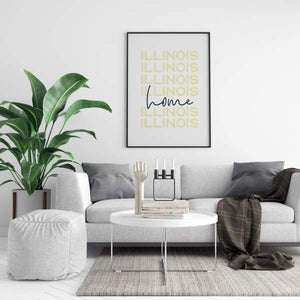 Home is Illinois | home state design - 5x7 Unframed Print / PaleGoldenRod - Home State List