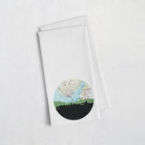 Homer Alaska city skyline with vintage Homer map - Tea Towel - City Map Skyline