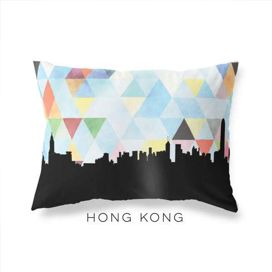Hong Kong geometric skyline - Pillow | Lumbar / LightSkyBlue - Geometric Skyline