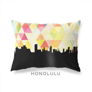 Honolulu Hawaii geometric skyline - Pillow | Lumbar / Yellow - Geometric Skyline