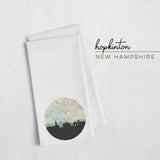 Hopkinton New Hampshire city skyline with vintage Hopkinton map - Tea Towel - City Map Skyline