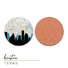 Houston Texas city skyline with vintage Houston map - Coasters | Set of 2 - City Map Skyline
