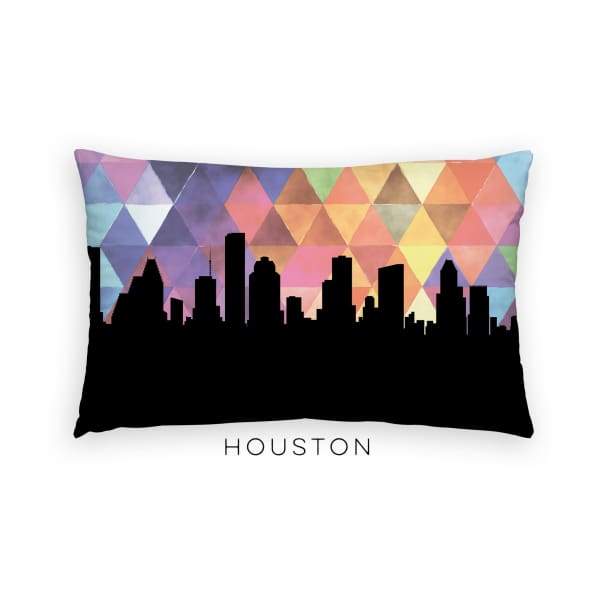 Houston Texas geometric skyline - Pillow | Lumbar / RebeccaPurple - Geometric Skyline