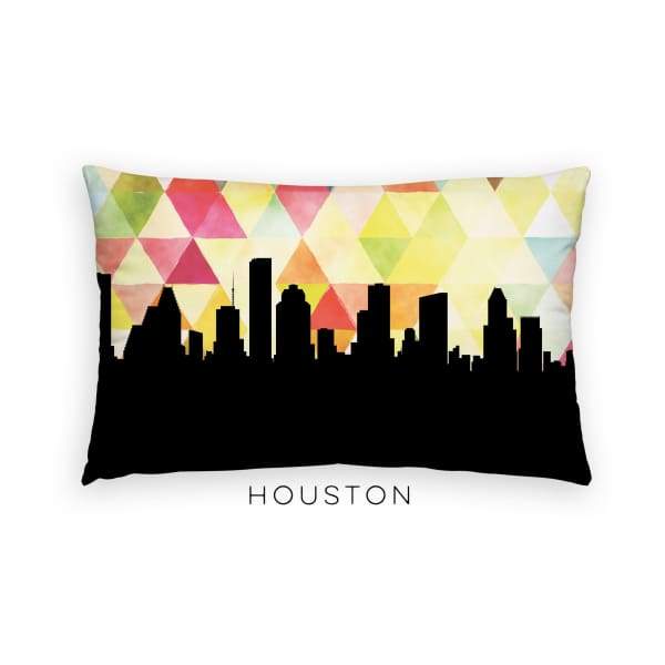 Houston Texas geometric skyline - Pillow | Lumbar / Yellow - Geometric Skyline