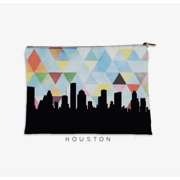 Houston Texas geometric skyline - Pouch | Small / LightSkyBlue - Geometric Skyline