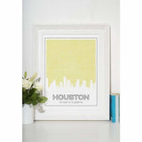 Houston Texas road map and skyline - 5x7 Unframed Print / Khaki - Road Map and Skyline