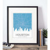 Houston Texas road map and skyline - 5x7 Unframed Print / SteelBlue - Road Map and Skyline