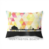 Huntington Beach California geometric skyline - Pillow | Lumbar / Yellow - Geometric Skyline