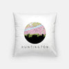 Huntington West Virginia city skyline with vintage Huntington map - Pillow | Square - City Map Skyline