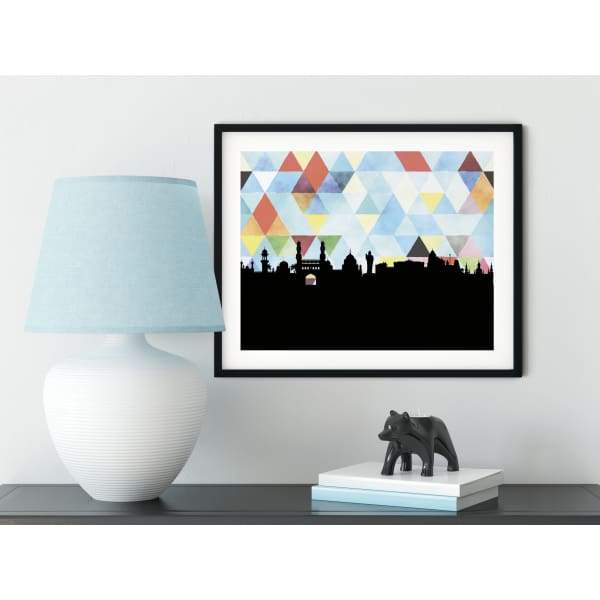 Hyderabad India geometric skyline - 5x7 Unframed Print / LightSkyBlue - Geometric Skyline
