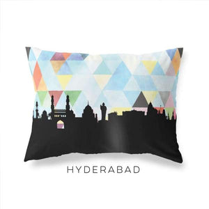 Hyderabad India geometric skyline - Pillow | Lumbar / LightSkyBlue - Geometric Skyline