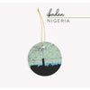 Ibadan Nigeria city skyline with vintage Ibadan map - Ornament - City Map Skyline