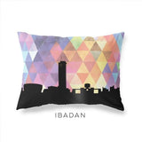 Ibadan Nigeria geometric skyline - Pillow | Lumbar / RebeccaPurple - Geometric Skyline