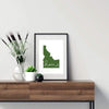 Idaho ’home’ state silhouette - 5x7 Unframed Print / DarkGreen - Home Silhouette