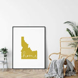 Idaho ’home’ state silhouette - 5x7 Unframed Print / GoldenRod - Home Silhouette