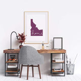 Idaho ’home’ state silhouette - 5x7 Unframed Print / Purple - Home Silhouette
