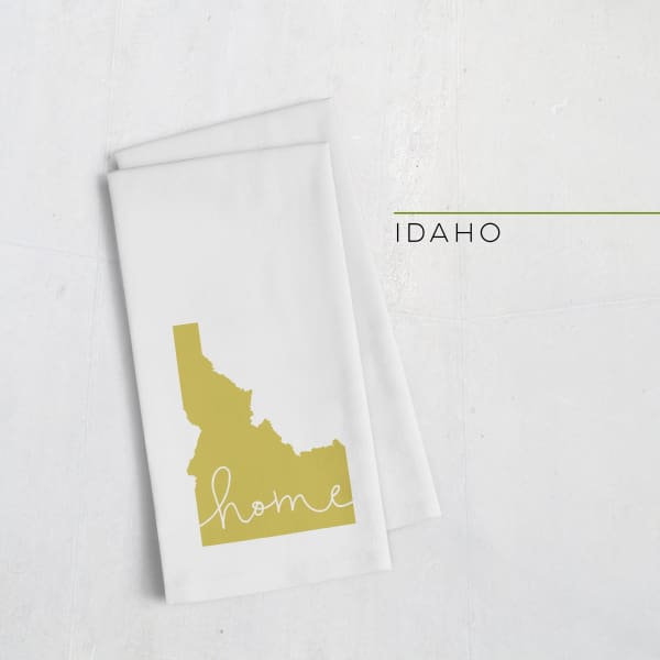 Idaho ’home’ state silhouette - Tea Towel / GoldenRod - Home Silhouette
