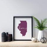 Illinois ’home’ state silhouette - 5x7 Unframed Print / Purple - Home Silhouette