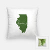 Illinois ’home’ state silhouette - Pillow | Square / DarkGreen - Home Silhouette