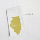 Illinois ’home’ state silhouette - Tea Towel / GoldenRod - Home Silhouette