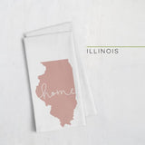Illinois ’home’ state silhouette - Tea Towel / RosyBrown - Home Silhouette