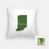 Indiana ’home’ state silhouette - Pillow | Square / DarkGreen - Home Silhouette