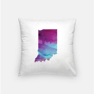 Indiana state watercolor - Pillow | Square / Purple + Blue - State Watercolor