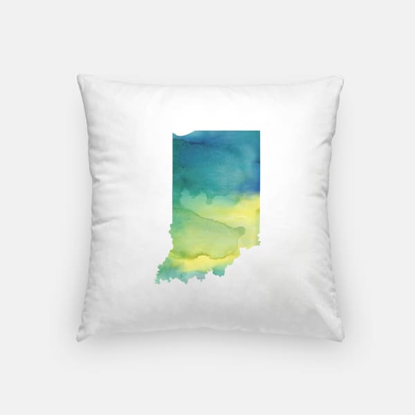 Indiana state watercolor - Pillow | Square / Yellow + Teal - State Watercolor