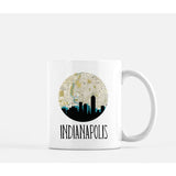 Indianapolis Indiana city skyline with vintage Indianapolis map - Mug | 11 oz - City Map Skyline