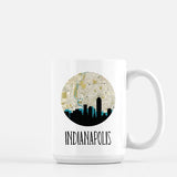 Indianapolis Indiana city skyline with vintage Indianapolis map - Mug | 15 oz - City Map Skyline