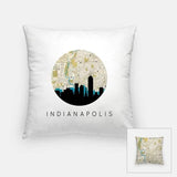 Indianapolis Indiana city skyline with vintage Indianapolis map - Pillow | Square - City Map Skyline