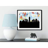 Indianapolis Indiana geometric skyline - 5x7 FRAMED Print / LightSkyBlue - Geometric Skyline